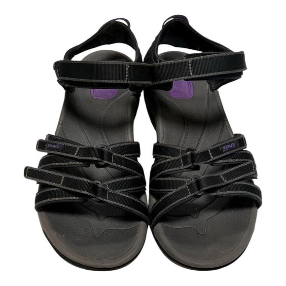 Teva Sport Sandals Women 9 40 Black Purple Tirra Strappy Hiking Outdoors Vegan - Picture 2 of 8